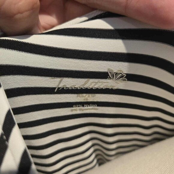 Tradition Black & White Striped Tank Top XL Scoop Neck Sleeveless Nylon Blend - Picture 2 of 2